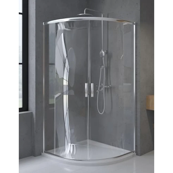 BADLAND HELA Duschkabine Komplettset + VIDAR Duschwanne 80x80 cm, Transparentes Nano Glas 6 mm, Weiß Steinoptik SMC mit Ø 90 mm Ablaufgarnitur – Bild 5