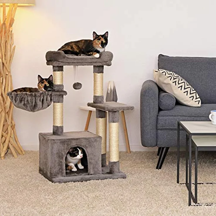 lionto Kratzbaum Kletterbaum Katzenkratzbaum Katzenbaum Höhe 85 cm, dunkelgrau – Bild 2