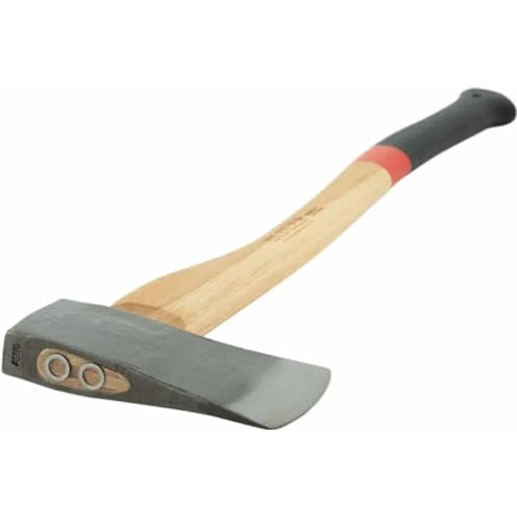 Adler Yankeeaxt inkl. Lederschutz: Geschmiedete Forst- & Spaltaxt, C60-Stahlkopf, 80 cm Hickory-Stiel, Rot/schwarz, 1,6 kg – Bild 4