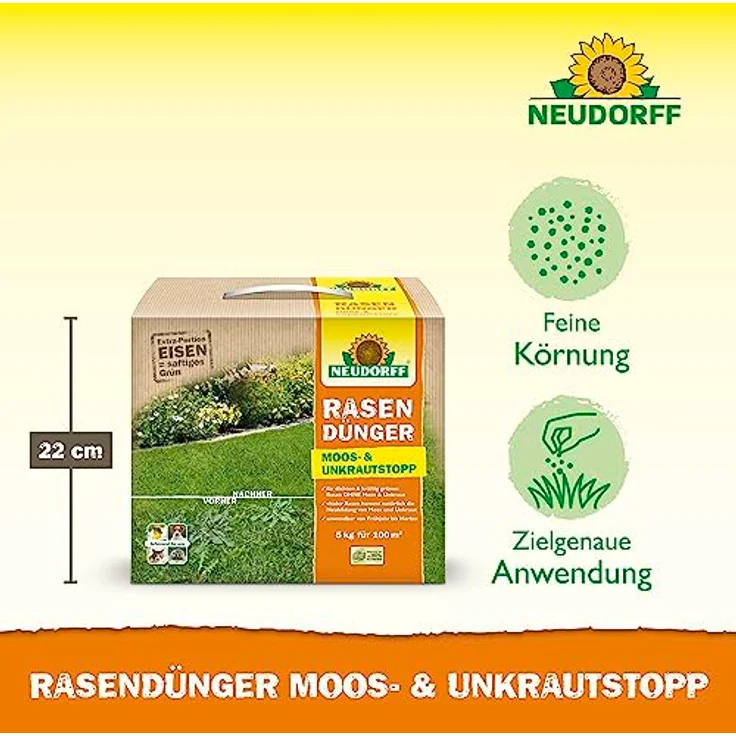 Neudorff Rasendünger Moos-& Unkrautstopp 5 kg – Bild 3