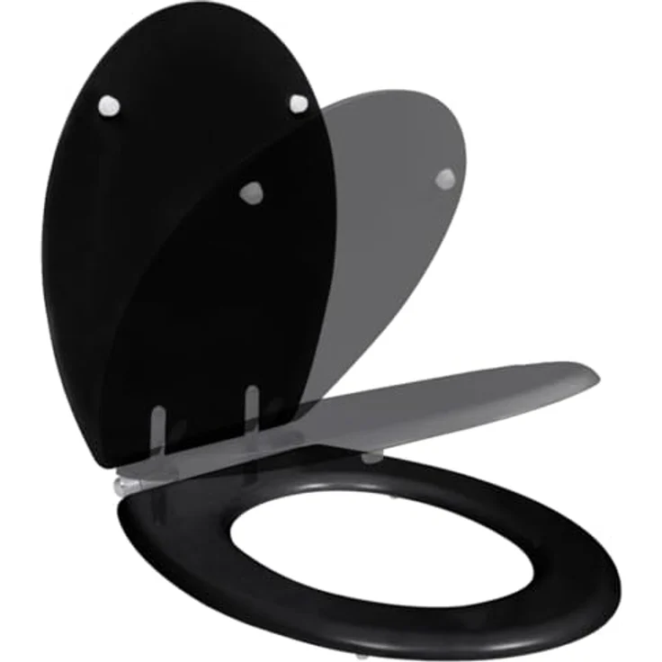vidaXL Toilettensitz MDF mit Absenkautomatik, schwarz, 45 x 36 cm, universell passend für gängige Toilettenschüsseln – Bild 3