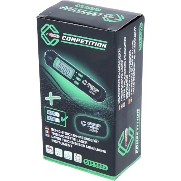 KS Tools COMPETITION Schichtdicken-Messgerät 0 - 1000µm, präzise Messung für Aluminium und Eisen, digitale Anzeige inklusive Kalibrierscheiben – Bild 7