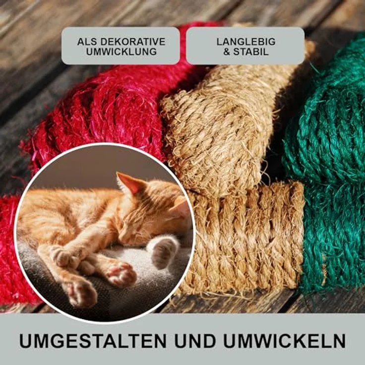 deli4you Kokosseil bunt Dekoband Set, 3 x 15m in rot, grün und braun, reißfest und flexibel, ideal für Gartendeko und DIY Projekte – Bild 5