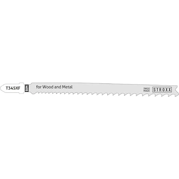 STROXX® Stichsägeblätter 5Stk. oder 25Stk. für Holz oder Metall - kompatibel mit Bosch & Makita - Sägeblätter - Stichsäge (5 Stk. - T345XF <65MM MULTIMATERIAL)