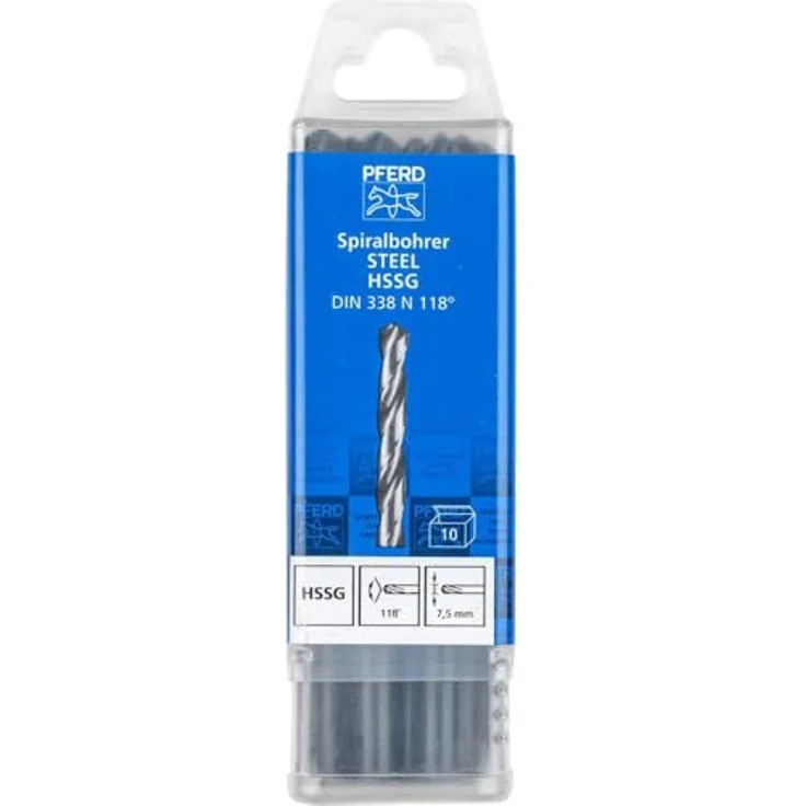 PFERD TOOLS Spiralbohrer STEEL, 10 Stück | Ø 7,5 mm, HSS-G N, DIN 338, 118°, präzise und leistungsstark für Stahl und Aluminium – Bild 2