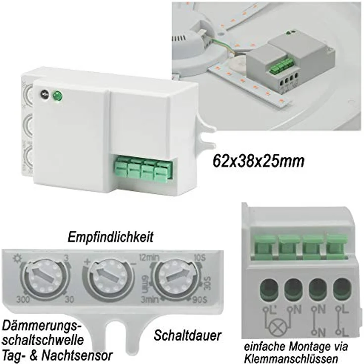 ChiliTec Bewegungsmelder Micro 12V bis 24V 360° HF Hochfrequenz LED für Wand- und Deckenleuchten, ideal für Wohnwagen und Campingmobil – Bild 2