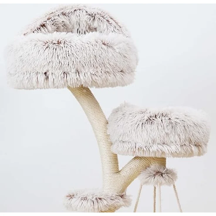 Fudajo Designer Kratzbaum in Zweigdesign 130 cm hoch, Katzenkratzbaum mit Plüsch und Sisal, Kletterbaum für Katzen, Katzenbaum mit Hängeliege - Preisvergleich – Bild 3