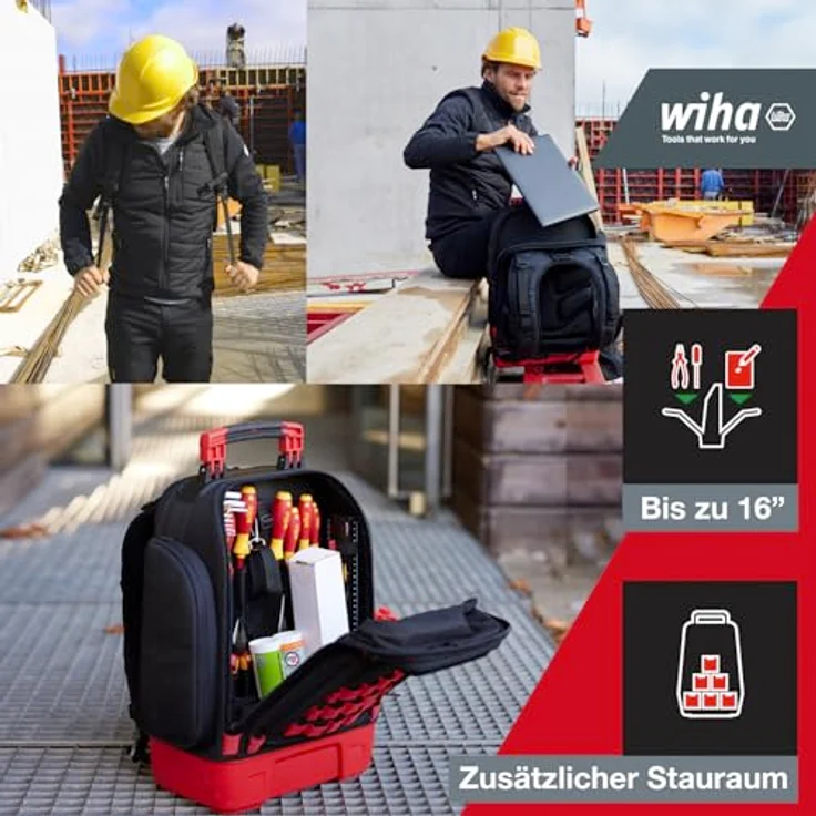 Wiha Elektriker Werkzeugrucksack 27-tlg. inkl. Wiha Spannungs- und Durchgangsprüfer, Elektriker Werkzeug Set mit zweipoligem Spannungsprüfer – Bild 5