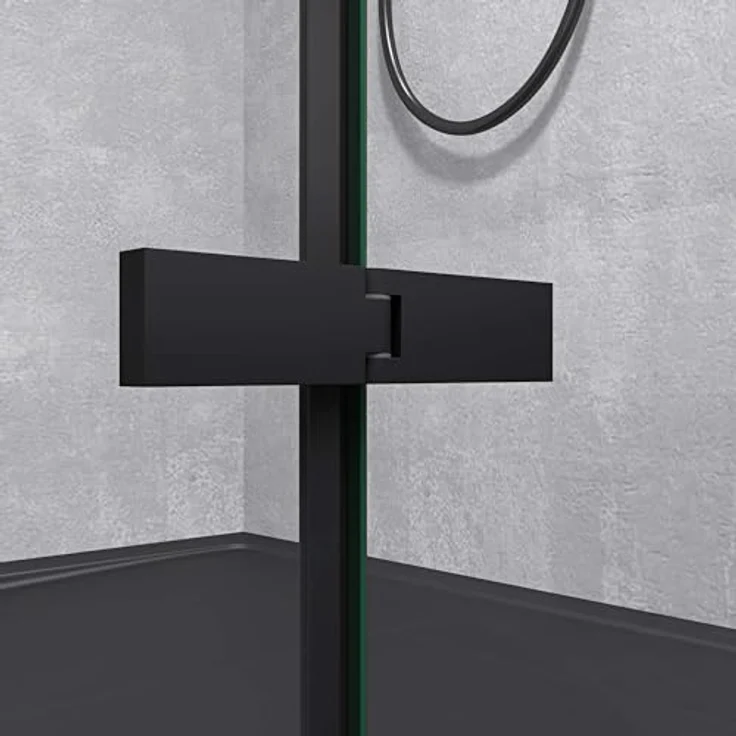 Mai & Mai Duschkabine Rav64, Eckdusche 80x100cm mit 6mm ESG-Sicherheitsglas, Schwarz, inkl. NANO-Beschichtung und Handtuchhaken – Bild 5