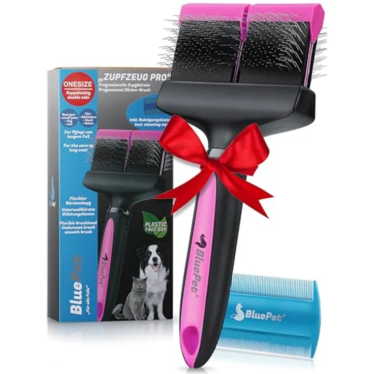 BluePet "ZupfZeug Pro" Professionelle Hundebürste Langhaar - Zupfbürste für Hunde und Katzen - Entfernt sanft Unterwolle, Verfilzungen & Knoten – Bild 1