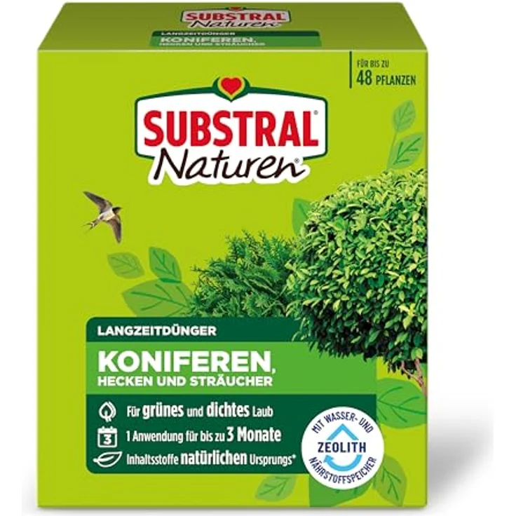 SUBSTRAL Naturen Langzeitdünger Koniferen, Hecken & Sträucher, 1,2 kg – Organisch-mineralische Formel für Dichtes Grünes Laub & Kräftiges Wachstum – Bild 1