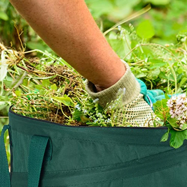 Relaxdays Laubsack selbstaufstellend, 3er-Set, Gartenabfallsack Pop-Up, 85L, Gartensack selbststehend, 46 cm, grün – Bild 3