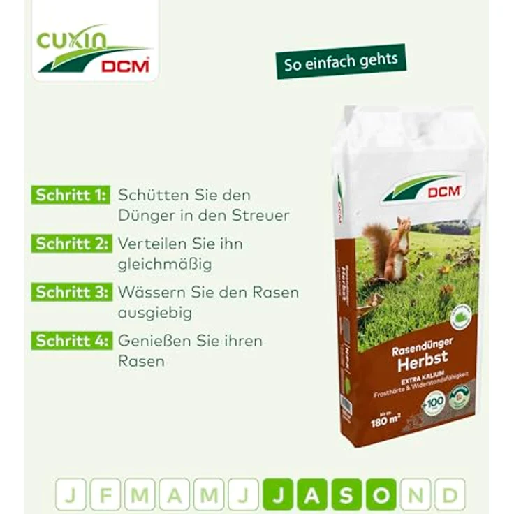 Cuxin DCM Rasendünger Herbst, organisch-mineralischer NPK-Dünger mit hohem Kaliumanteil, 9 kg – Bild 5