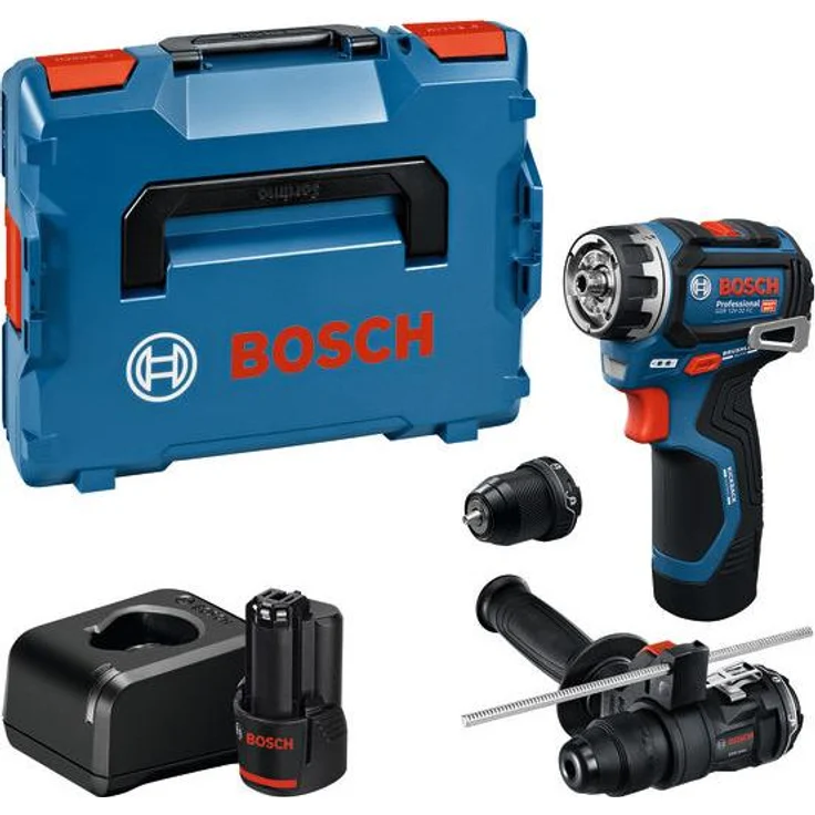 Bosch Professional GSR 12V-32 FC, Akkuschrauber mit FlexiClick System, 2x 2.0Ah Akku, Zusatzhandgriff, Tiefenanschlag, L-BOXX – Bild 1