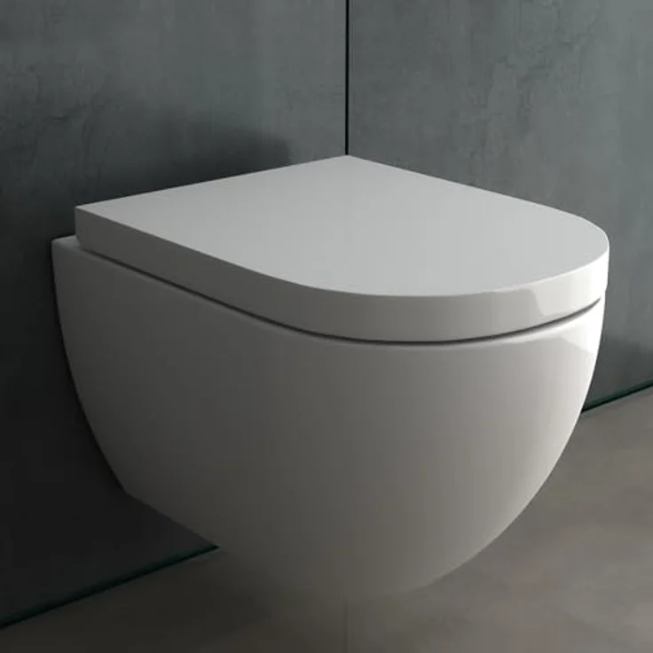 Alpenberger Spülrandloses WC mit Bidet Funktion | Hänge WC | WC Sitz mit Absenkautomatik | Dusch WC Taharet | Toilette mit Intimdusche | Wand WC Passend Geberit (6201 U) – Bild 1