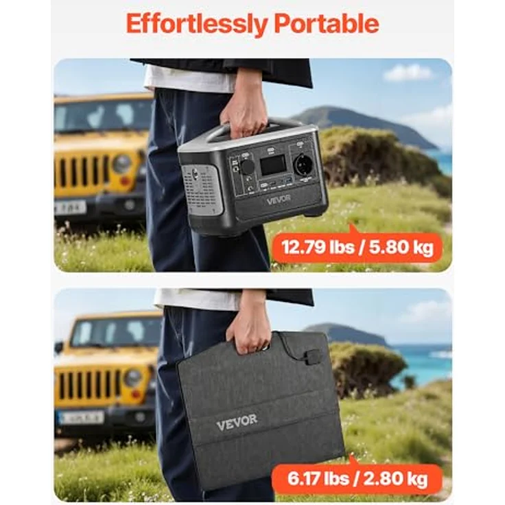 VEVOR Tragbare Powerstation M6, 493 Wh LiFePO4 Akku mit 100-W-Solarpanel, 600 W Solargenerator, 7 Ausgänge, ideal für Camping und Notstromversorgung – Bild 5