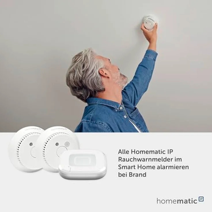 Homematic IP Smart Home Starter Set Rauchwarnmelder 162162A0, alarmiert lokal mit Sirene und per Push-Benachrichtigung, integrierte LED-Notbeleuchtung, wartungsfreie Batterien mit 10 Jahren Lebensdauer – Bild 5