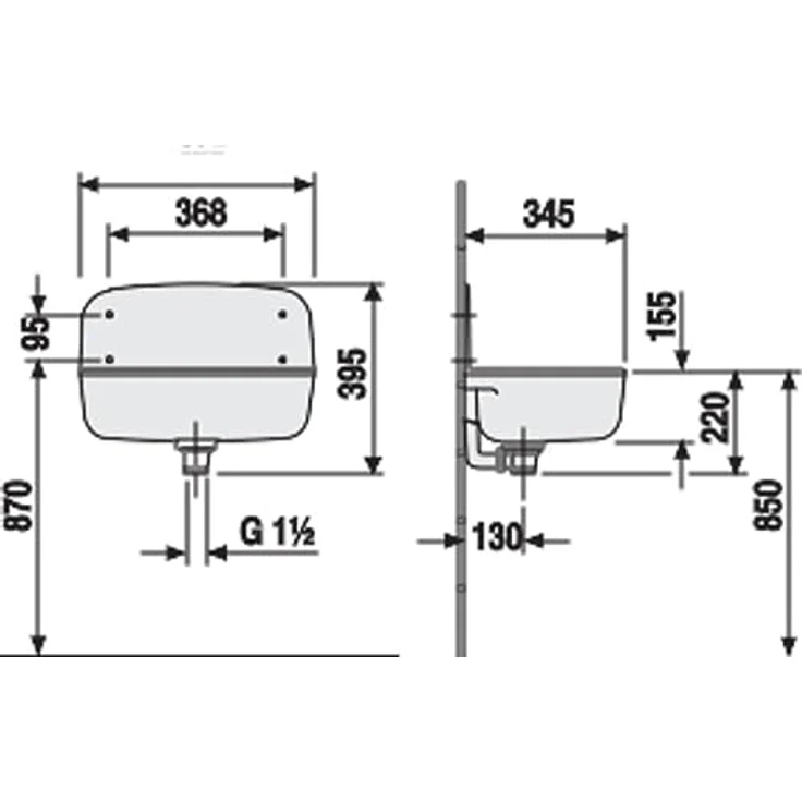 Sanit Wandausgussbecken weiß, 13,5 l Fassungsvermögen 60.001.01..0099 – Bild 3