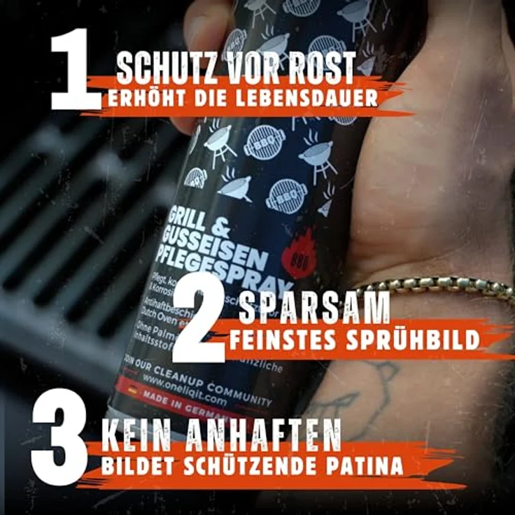 ONELIQIT® Grill & Gusseisen Pflegespray 400ml, Antihaft-Spray für Grillrost und Dutch Oven, pflanzlich und palmölfrei – Bild 4
