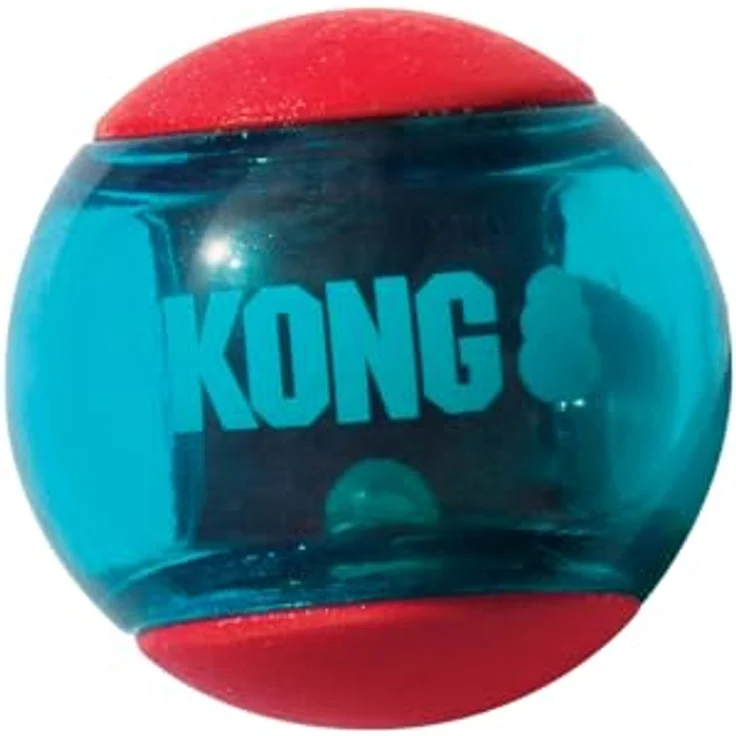 KONG Squeezz Action Ball, Rot - Interaktives, Quietschendes Apportierspielzeug mit Mehrfachen Texturen - Für Große Hunde – Bild 2
