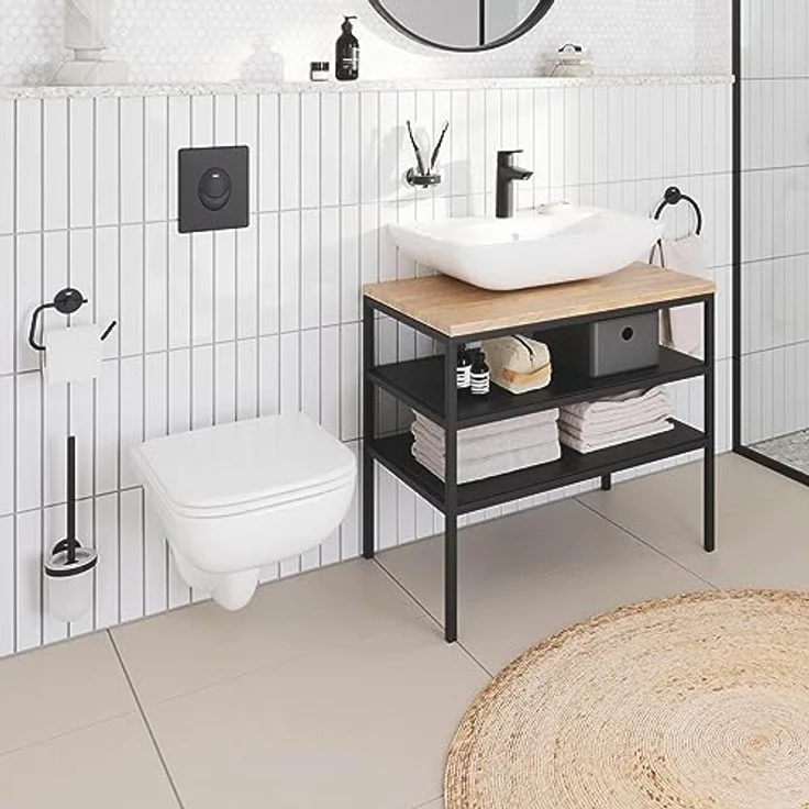 GROHE Start - Toilettenbürstengarnitur (Wandmontage, verdeckte Befestigung, geeignet zum Bohren oder Kleben), matt schwarz, 411852430 – Bild 2