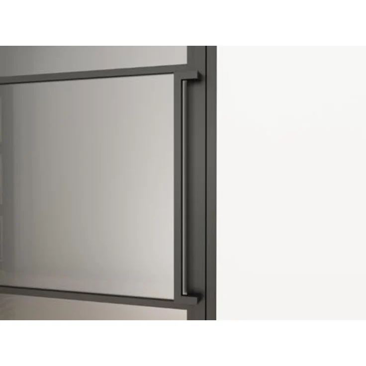 inova Glastür satiniert Komplettset 834x1972mm DIN links, schwarze Griffstange, Pulverbeschichtung, Sicherheitsglas, inklusive Beschlag und Zarge – Bild 3
