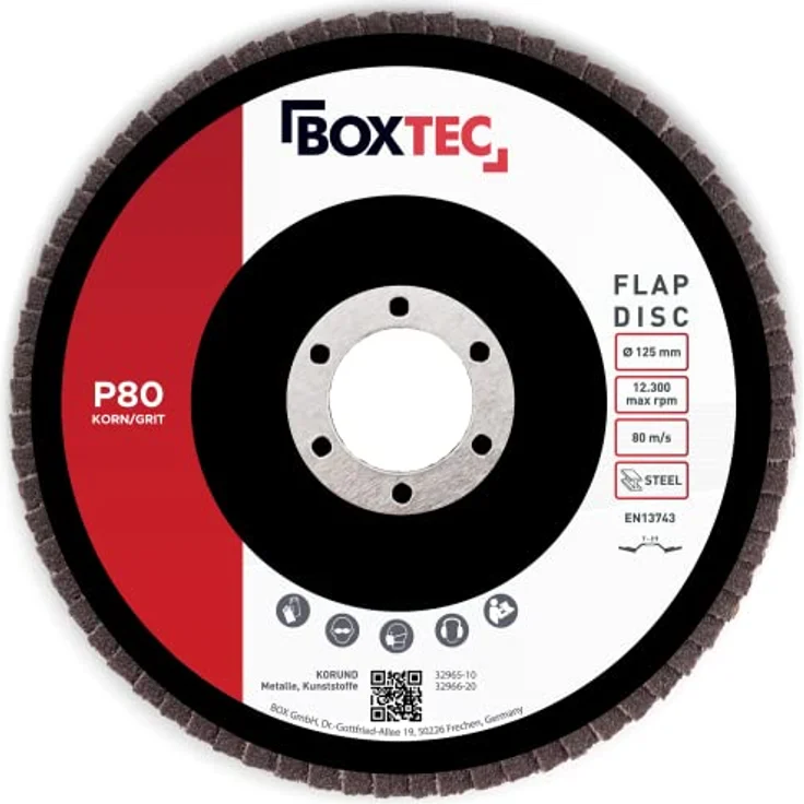 BOXTEC Fächerscheiben BRAUN 125mm Lamellenscheiben Schleifscheiben für Metall & Holz, Körnung:P80-10er Pack – Bild 5