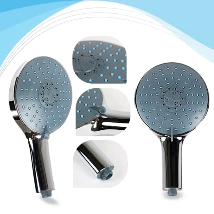 Bath4U Duschkopf 150mm, 3/4 Zoll Anschluss mit 7 Strahlarten und 1,5m Schlauch inkl. Wasserspar-Aufsätzen – Bild 4