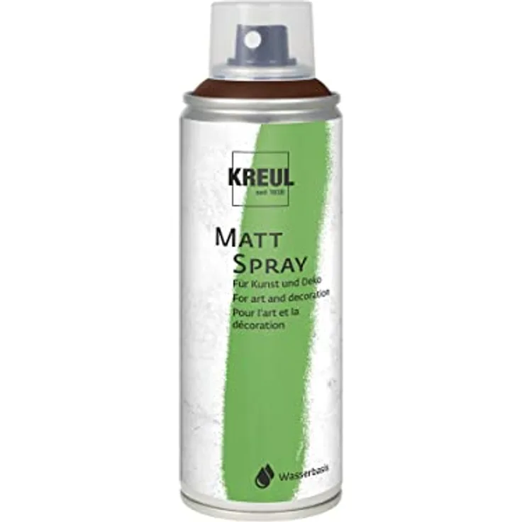 KREUL 76325 - Farbspray schokobraun, 200 ml, klassisch matte Sprühfarbe auf Wasserbasis hochpigmentiert und wasserfest styropofest für Innen und Außen