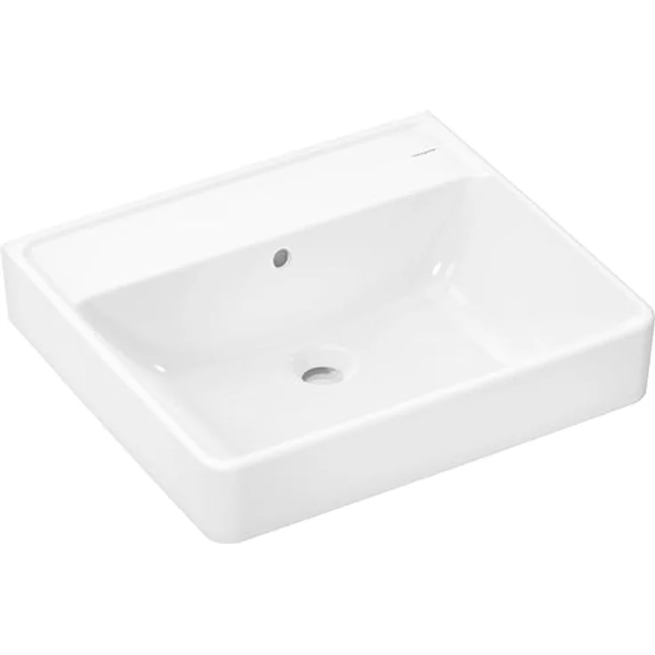 hansgrohe Xanuia Q Waschtisch, Waschbecken ohne Hahnloch, mit Überlauf, 550x480mm, glänzend weiss – Bild 1