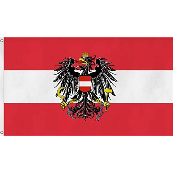 normani Hissfahne, Flagge mit zwei Metallösen, wetterfest, 90 x 150 cm, Farbe Österreich, 100% Polyester, reißfest, UV-beständig – Bild 1