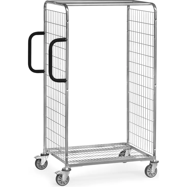 Fetra Baukastensystem Kommissionierwagen, Transportwagen mit Ladefläche 850 x 610 mm, 300 kg Tragkraft, galvanisch verzinktes Stahlrohr, leichtlaufende Lenkrollen
