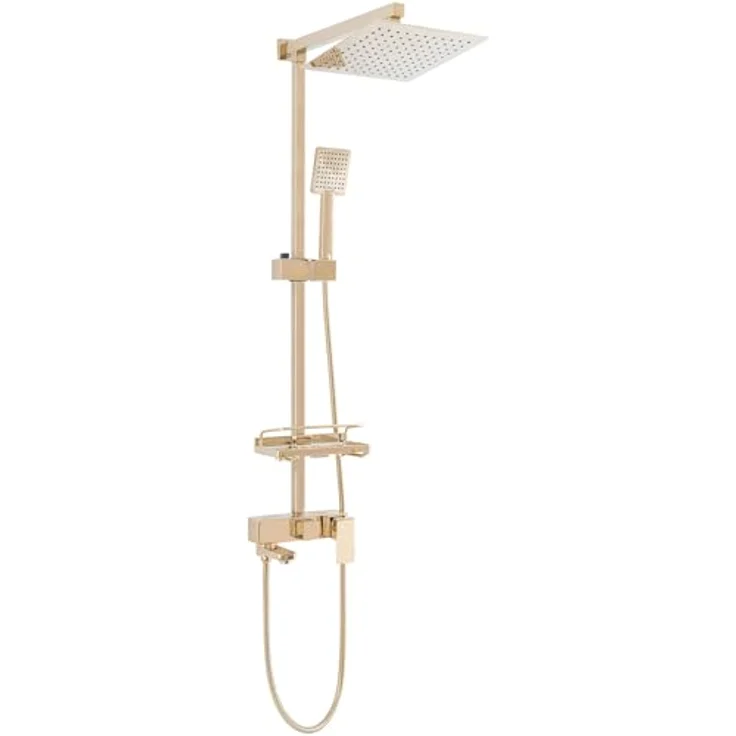 Rea Duschset Jack Gold, Komplettset mit verstellbarem Duschkopf, 45x21,5x102 cm – Bild 3