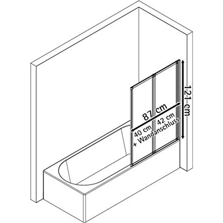 Schulte Duschwand für Badewanne Smart, 2-teilig faltbar, 87 x 121 cm, 3 mm Sicherheitsglas klar, alunatur, Klebe-Montage ohne Bohren – Bild 3