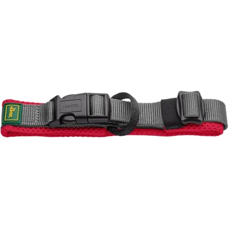 HUNTER Halsband Maldon, rot, atmungsaktives Mesh, leicht und allergikerfreundlich, Zugentlastung, integriertes Adresslabel, Größe S – Bild 1