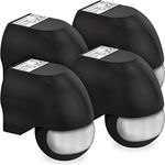 deleyCON 4X Infrarot Bewegungsmelder Aufputz Wandmontage Innen Außen Spritzwassergeschützt Drehbar Neigbar 180° Arbeitsfeld 12m Reichweite Schwarz