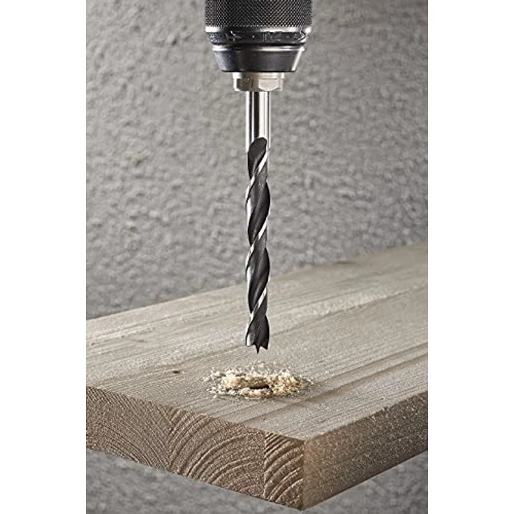 wolfcraft Holzspiralbohrer-Set, Ø 3-10 mm, 7-tlg. I 6 Holzspiralbohrer mit Senker für punktgenaues Anbohren in Weichholz, hochwertige Schiebebox – Bild 4