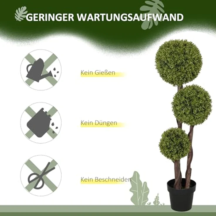 HOMCOM Kunstpflanze 115 cm Buchsbaum, täuschend echte Farben und Texturen, Grün – Bild 6