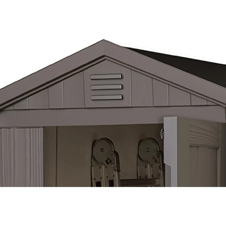 Keter Gerätehaus Factor 4x6, Beige, 4.0m³ Rauminhalt, Außenmaße (B/T/H):129.5 x 182 x 216.5 cm, wetterfest, wasserdicht, UV-beständig, Outdoor – Bild 4