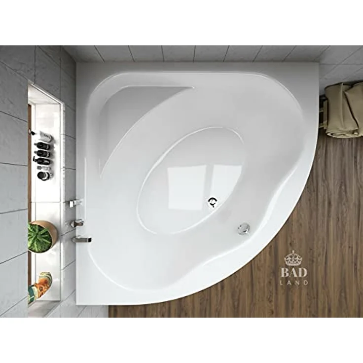 Polimat BADLAND Eckbadewanne STANDARD, 150x150 cm, Weiß Acryl, 4in1 Komplettset mit automatischer Chrom Ablaufgarnitur, inkl. Acrylschürze und Füßen, Made in EU – Bild 3
