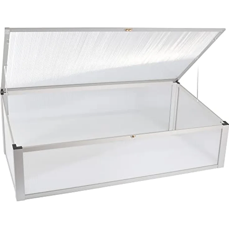 NATIV Frühbeet aus Aluminium | Frühbeetkasten 56,5 x 110 cm | Frühbeet Aufsatz für Hochbeet | Mini Gewächshaus | Hochbeet Abdeckung mit 2-Fach arretierbarem Dach – Bild 1
