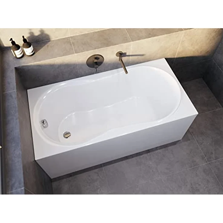 KOLMAN Badewanne GRACJA Rechteck 140x70, 126 Liter, 3in1 Komplettset mit Siphon, reinweiß, Acryl mit Glasfaserverstärkung – Bild 2
