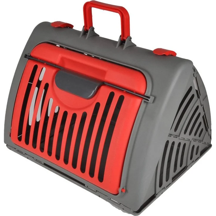 Love Story Tiertransportbox, zusammenklappbar, Kunststoff, 46 x 35 x 33 cm, anthrazit rot – Bild 1