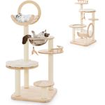 COSTWAY Kratzbaum, 4 DIY-Formen, mit Plattformen & Raumkapsel, groß, beige - Preisvergleich