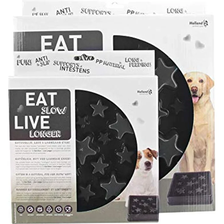 Eat Slow Live Longer Fütterungszubehör Langsames Essen Leben länger Stern grau L
