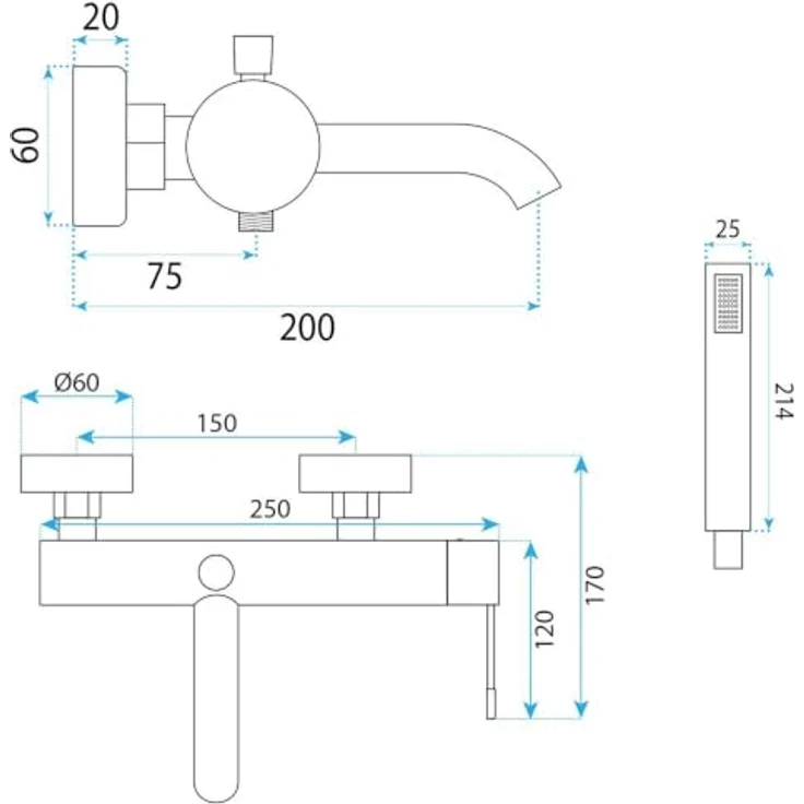wohnwerk.idee Wannenarmatur Badewanne Armatur inkl. Handbrause, Gold Matt, Chrom, Kupfer Matt, präzise Temperaturregulierung, Diamant-Rändelung – Bild 9