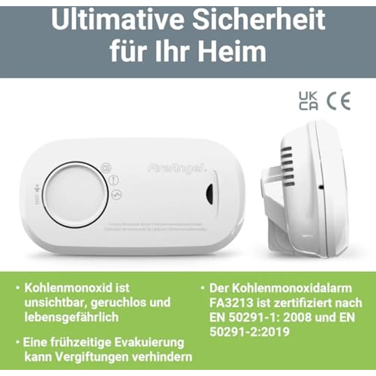 FireAngel FA3313-EUX10 Kohlenmonoxid-Melder batteriebetrieben detektiert Kohlenmonoxid – Bild 3