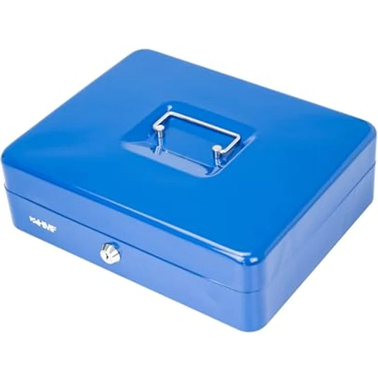 HMF 15130-05 Geldkassette Marktkassette, nahtlos gezogenes Stahlblech, blau, 30 x 24 x 9 cm - Preisvergleich – Bild 5