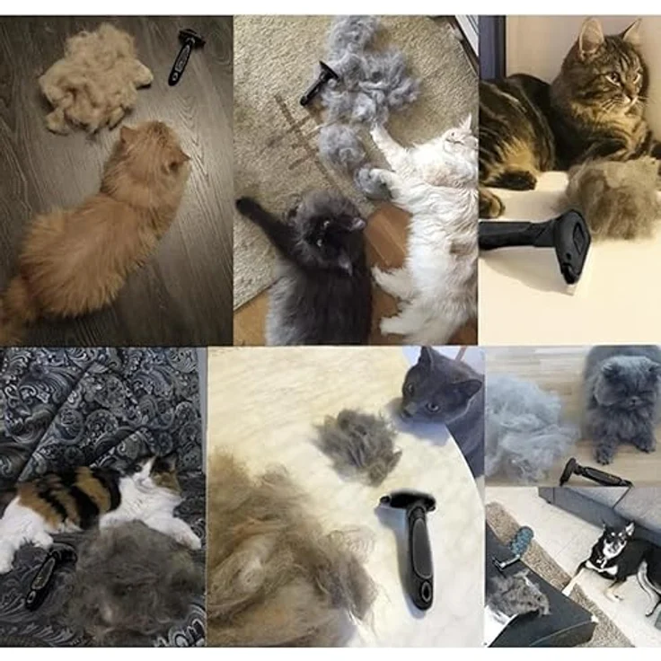PURLOV Hundekamm Fein Stahlkamm zum Entfernen von Verwicklungen und Knoten für Hunde Katzen Kanninchen Metall 24261, Effektive Unterwolle-Entfernung, Edelstahlklinge, Ergonomisches Design, Schwarz – Bild 4