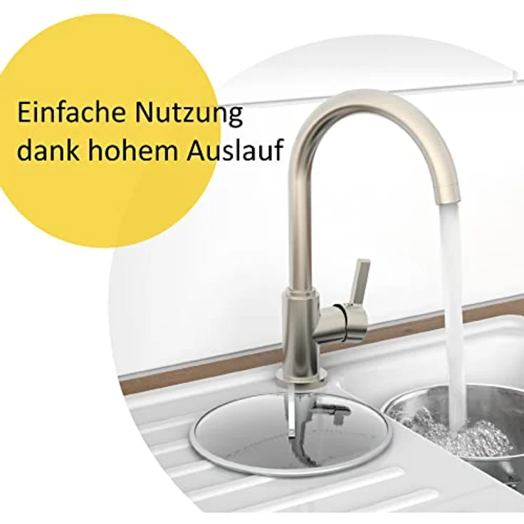 instmaier Küchenarmatur K3, 360° schwenkbare Hochdruck-Armatur mit hohem Auslauf, Edelstahl-Optik – Bild 2